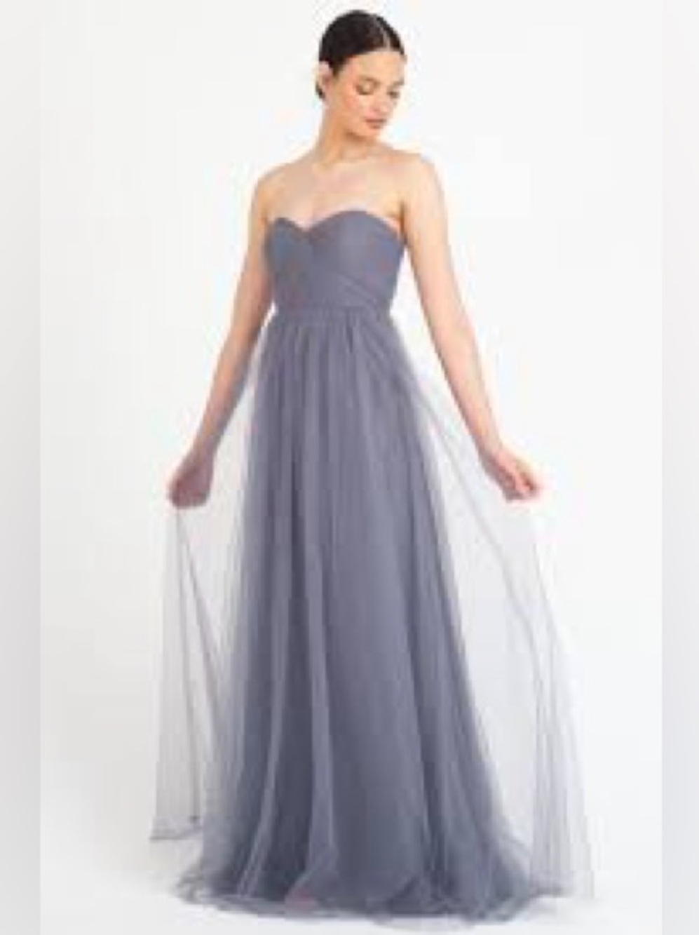 Jenny Yoo Strapless Sweetheart Tulle Gown in Slate⭐️